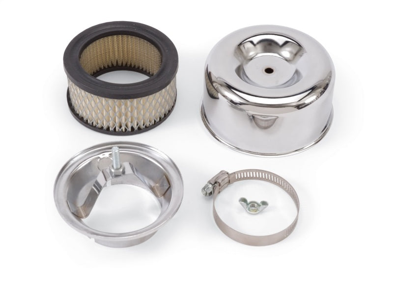 Edelbrock 1202 Air Cleaner 94 Series Round Steel Top 4.65 in Diameter x 3.125 in 2.63 in ID Raised