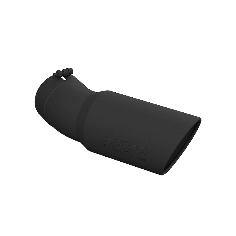 MBRP T5154BLK Exhaust Tip - 6" OD; Angled Rolled End; 5" inlet; 15.5" length ; 30˚ bend | Black Coated