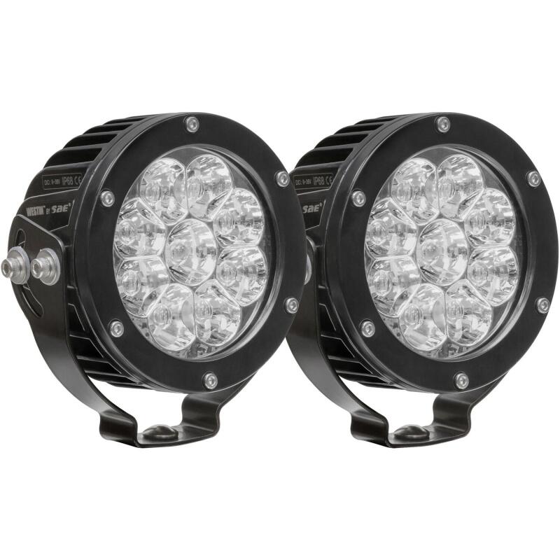 Westin 09-12007B-PR Axis LED Auxiliary Light 4.75 inch Round Flood with 3W Osram (Set of 2) Black