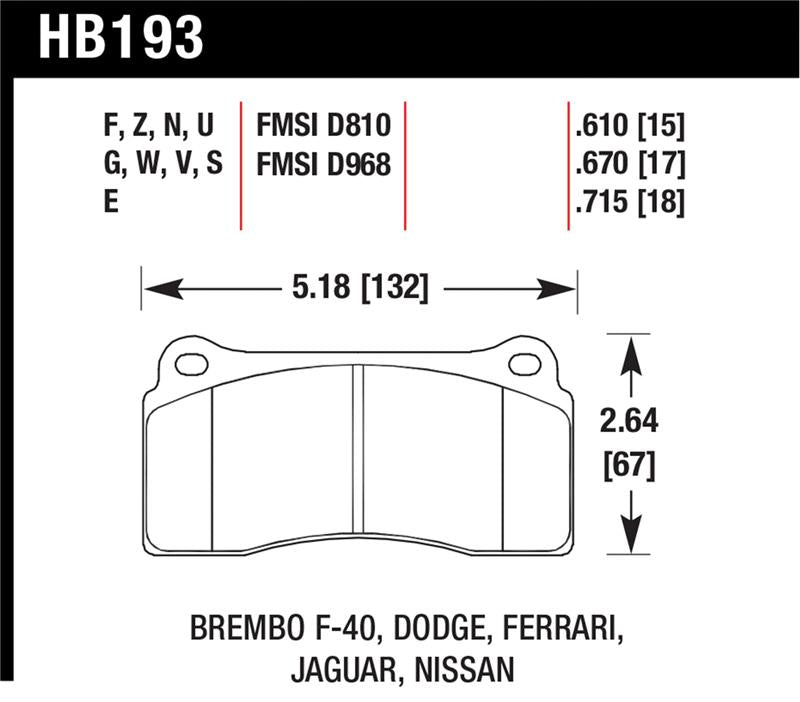 Hawk Performance HB193E.670 Blue 9012 Motorsport Brake Pads