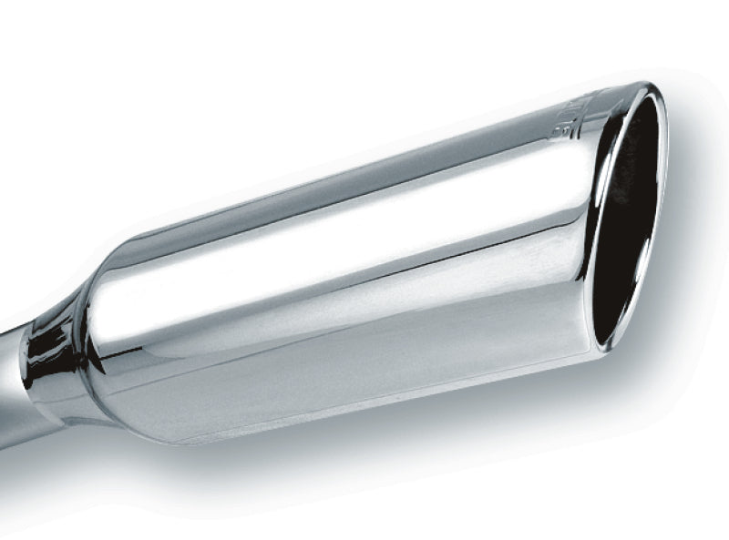 Borla 20245 2.25in Inlet 4in Round Rolled Angle Cut x 12in Long Embossed Exhaust Tip - #20245