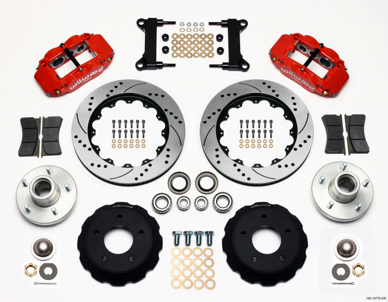 Wilwood Narrow Superlite 6R Front Hub Kit 14.00in Drill Red Chevy C-10 60-87 CPP Drop Spindle - #140-10776-DR