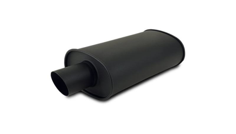 Vibrant StreetPower FLAT BLACK Oval Muffler with Single 3in Outlet - 2.5in