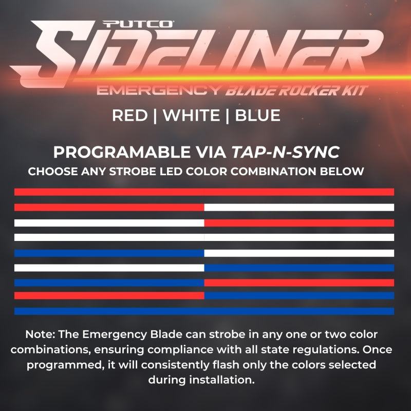 Putco for 2011-2019 Ford Explorer Interceptor Blade Rocker Kits Sideliners - Red/Blue with White Override