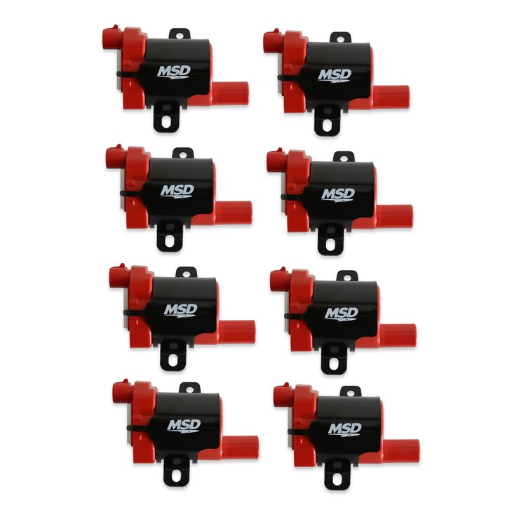 MSD 82638 Coil - GM LS Blaster Series - L-Series Truck Engine - Red - 8-Pack