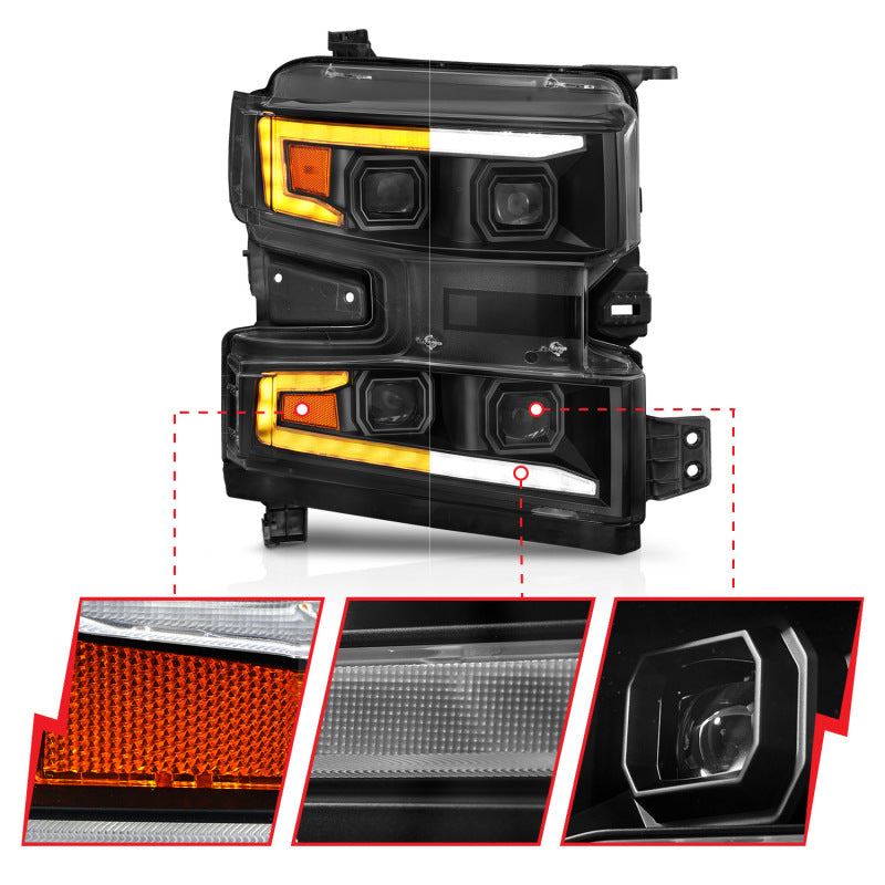ANZO 2019-2022 Chevrolet Silverado 1500 LED Projector Headlights