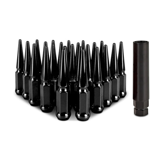 Mishimoto Mishimoto Steel Spiked Lug Nuts M14 x 1.5 24pc Set Black - #MMLG-SP1415-24BK