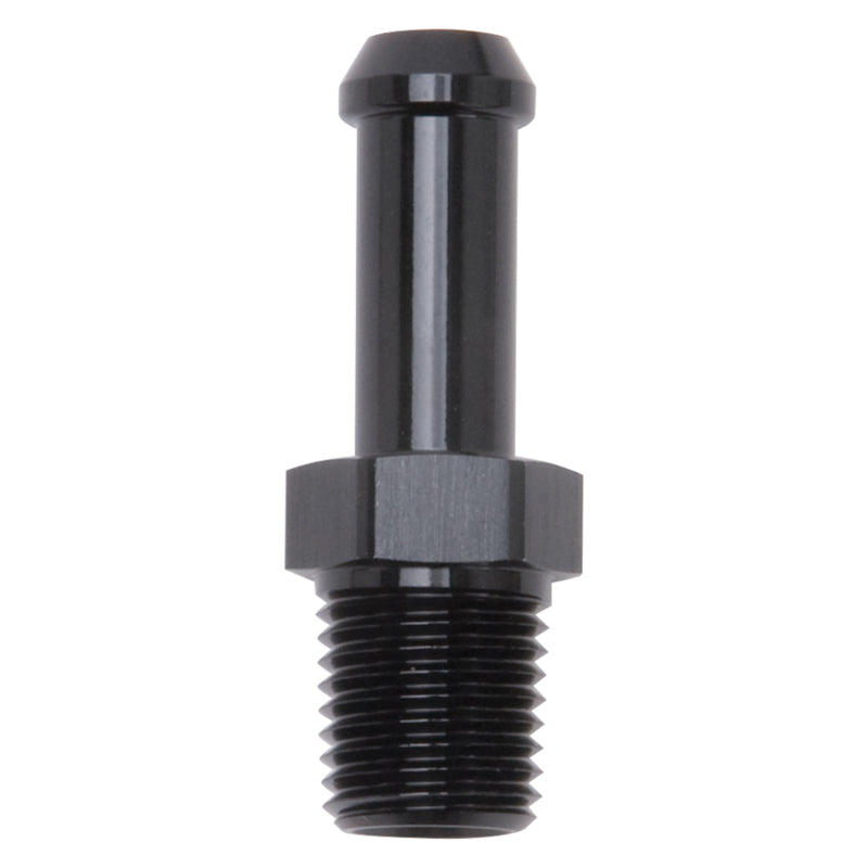 Edelbrock 8191 Hose End Straight 1/4 in NPT to 3/8 in Barb Black Anodized