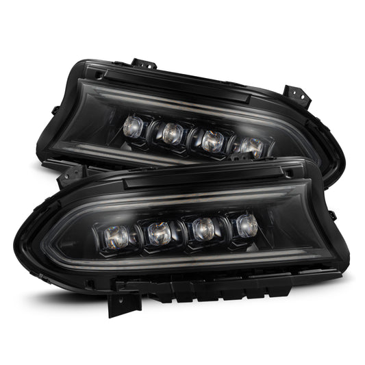 AlphaRex 880500 15-23 Dodge Charger NOVA LED Projector Headlights Alpha-Black w/Activation Light & Sequential.Signal / Switchback DRL