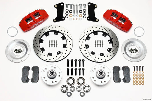 Wilwood Dynapro 6 Front Hub Kit 12.19in Drilled Red 67-69 Camaro (*Line Kit Needed*) - #140-10510-DR