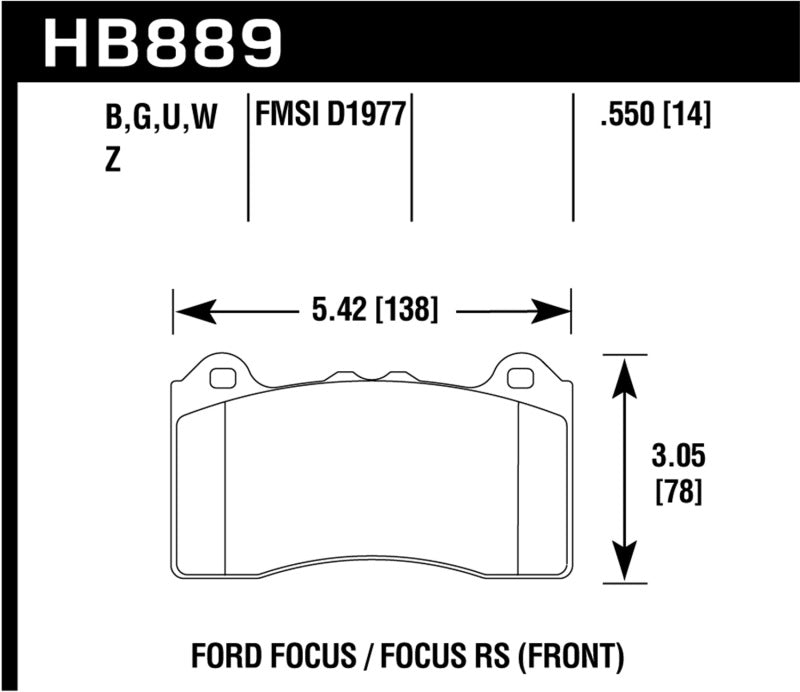 Hawk Performance HB889G.550 DTC-60 Motorsport Brake Pads