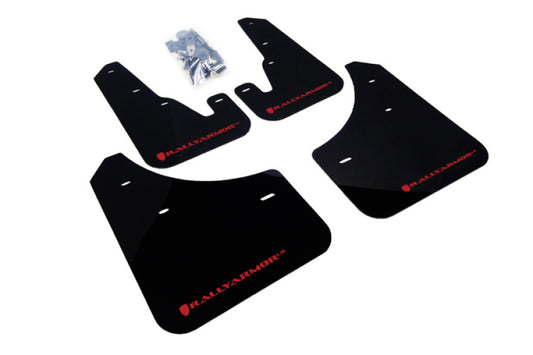 Rally Armor UR Mud Flaps - 2004-2009 Mazda 3 - Black/Red Logo - #MF9-UR-BLK/RD