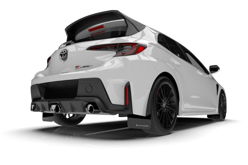 Rally Armor Mud Flaps - 2023-2026 Toyota GR Corolla - RAL UR Blk Flap/Dark Grey Logo - #MF89-UR-BLK-DGRY