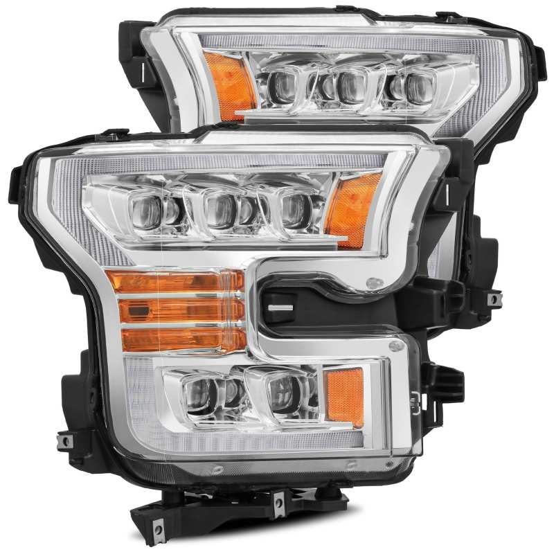 AlphaRex 880151 17-20 Ford Raptor NOVA LED Projector Headlights Plank Style Chrome with Activation Light Sequential Signal