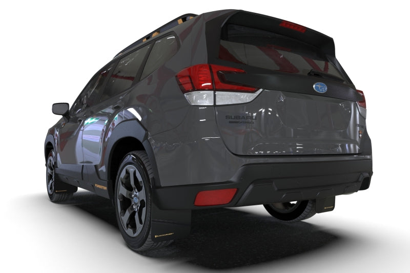 Rally Armor UR Mud Flaps - 2022-2025 Subaru Forester - Black/Orange Logo - #MF82-UR-BLK/WOR