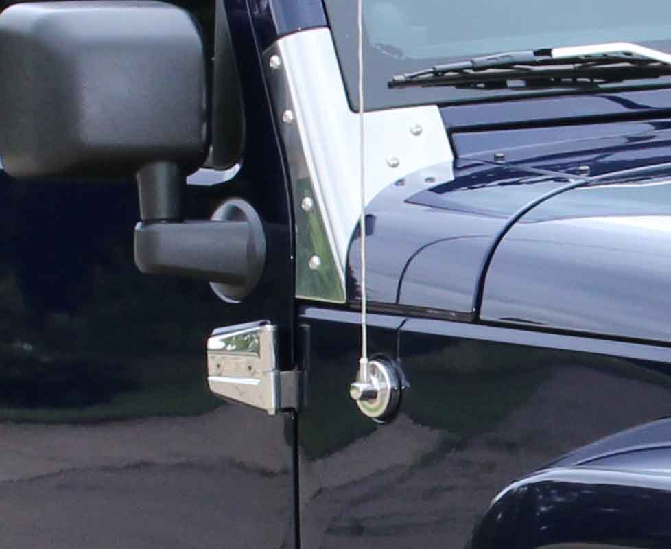 Kentrol 30007 Antenna Cover for 2007-2018 Jeep Wrangler JK - Polished Silver