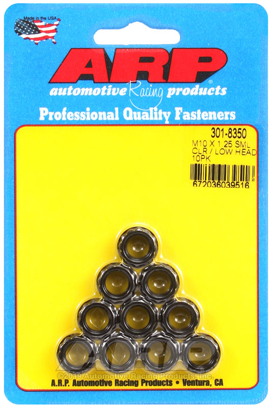 ARP 301-8350 M10x1.25 Small Collar/Low Head 12pt Nut Kit 8740 Chromoly (10)
