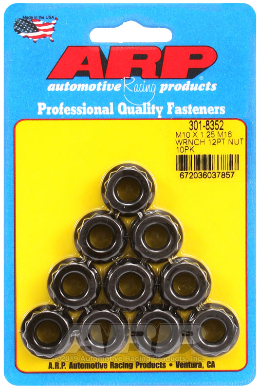 ARP 301-8352 M10 x 1.25 M16 Socket 12pt Nut Kit (10 Pack)