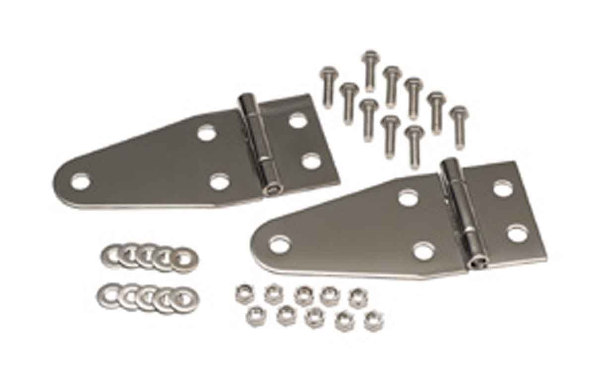 Kentrol 30402 Hood Hinge Pair for 1955-1995 Jeep CJ Wrangler YJ - Polished Silver
