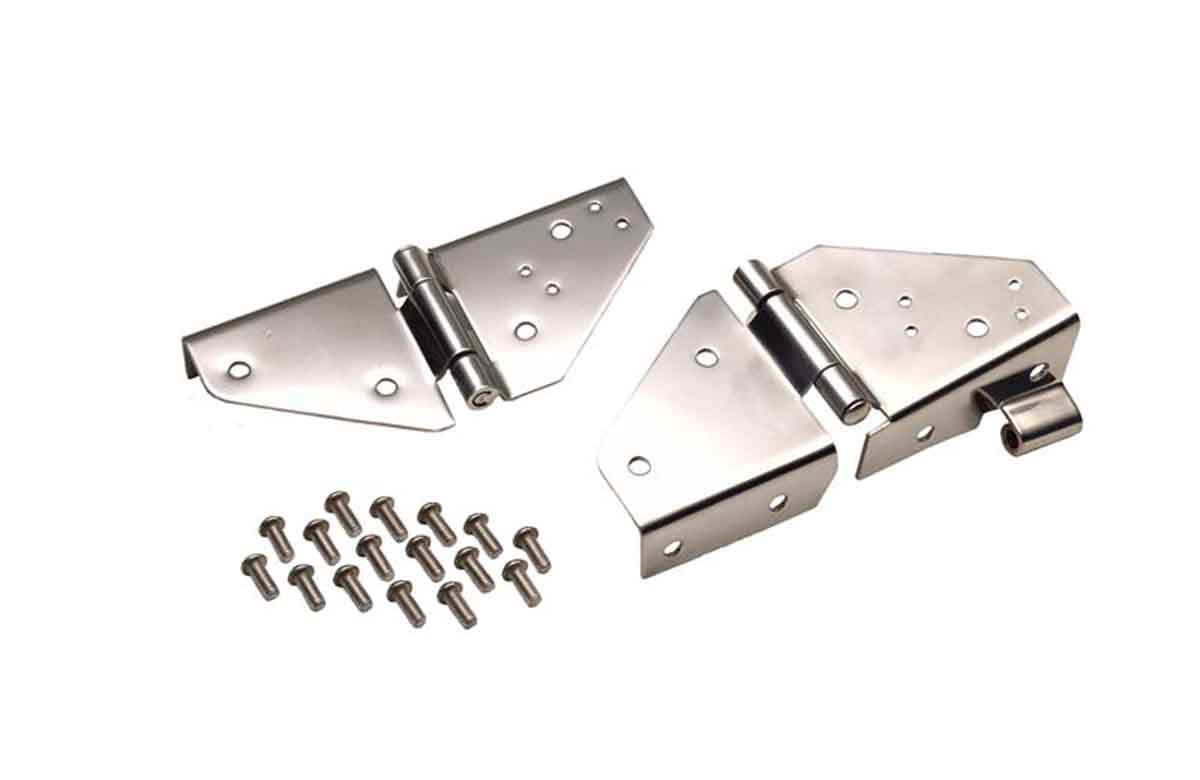 Kentrol 30403 Windshield Hinge Pair for 1976-1995 Jeep CJ Wrangler YJ - Polished Silver