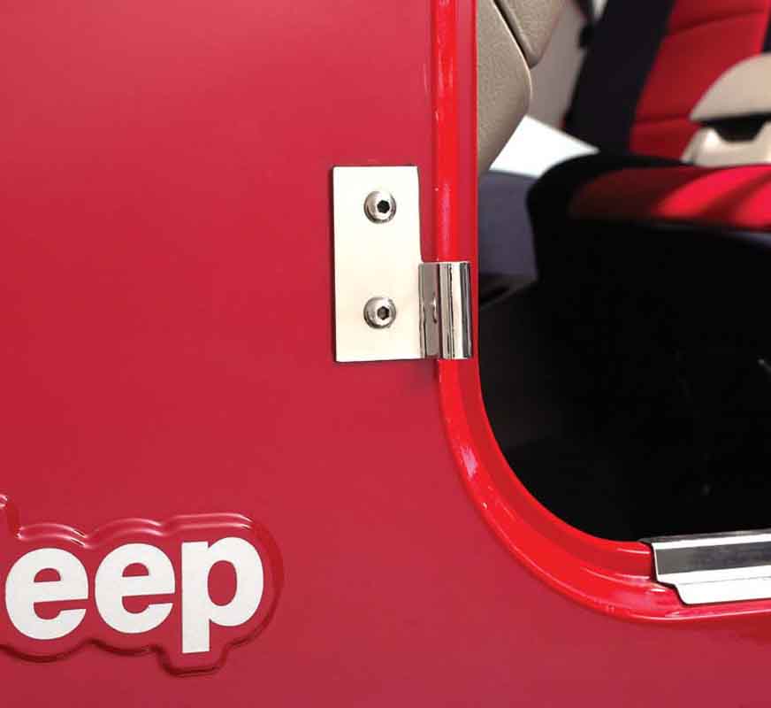 Kentrol 30407 Lower Door Hinge Pair for 1976-2006 Jeep CJ Wrangler YJ TJ LJ - Polished Silver