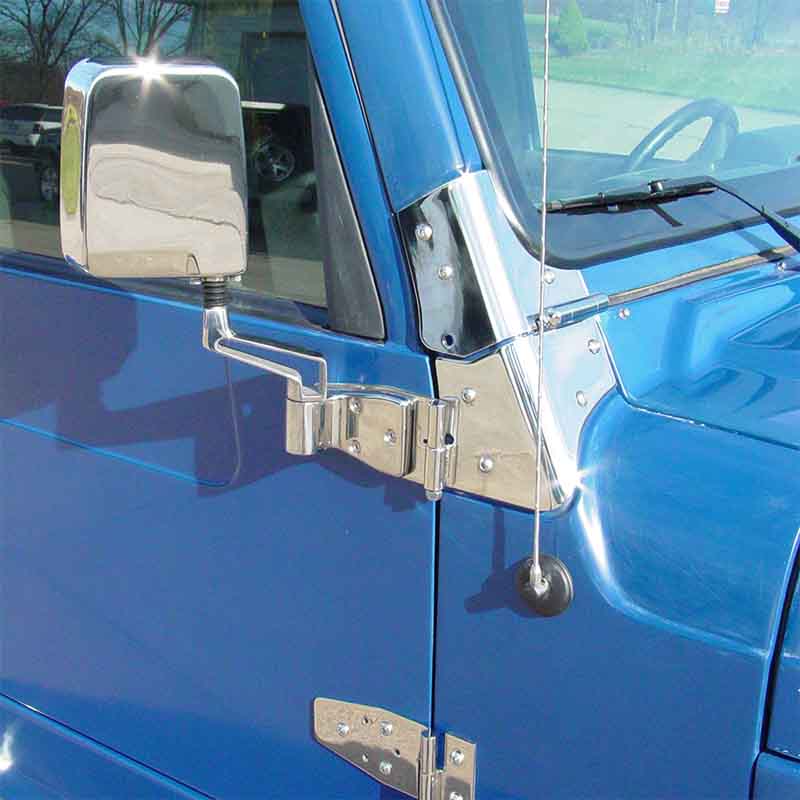 Kentrol 30407 Lower Door Hinge Pair for 1976-2006 Jeep CJ Wrangler YJ TJ LJ - Polished Silver