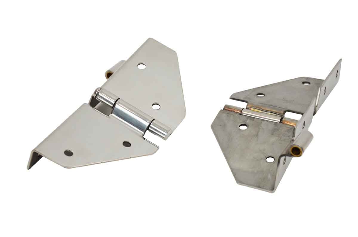 Kentrol 30427 Windshield Hinge Pair without Mirror Holes for 1976-1995 Jeep CJ Wrangler YJ - Polished Silver