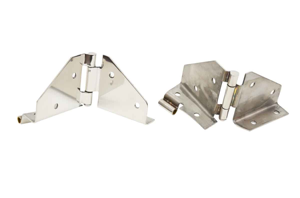 Kentrol 30427 Windshield Hinge Pair without Mirror Holes for 1976-1995 Jeep CJ Wrangler YJ - Polished Silver