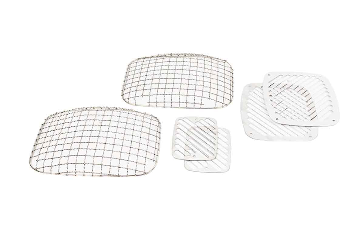 Kentrol 30467 Billet and Wire Mesh Light Guard Set 6 Piece for 1987-1995 Jeep Wrangler YJ - Polished Silver