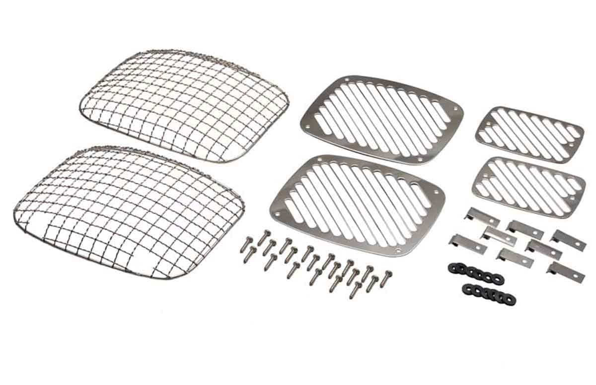Kentrol 30467 Billet and Wire Mesh Light Guard Set 6 Piece for 1987-1995 Jeep Wrangler YJ - Polished Silver