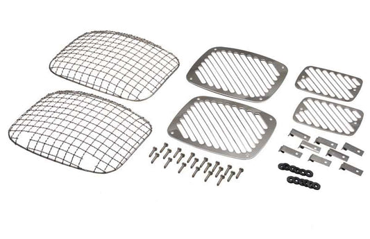 Kentrol 30467 Billet and Wire Mesh Light Guard Set 6 Piece for 1987-1995 Jeep Wrangler YJ - Polished Silver