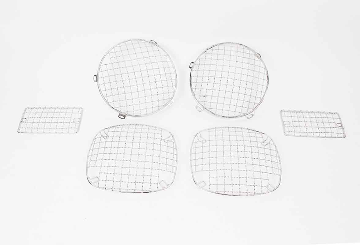 Kentrol 30488 Wire Mesh Light Guard Set 6 Piece for 1997-2006 Jeep Wrangler TJ LJ - Polished Silver