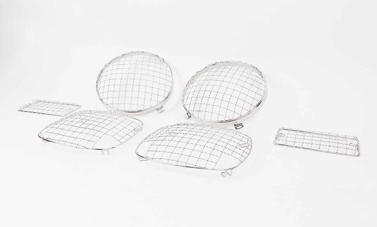 Kentrol 30488 Wire Mesh Light Guard Set 6 Piece for 1997-2006 Jeep Wrangler TJ LJ - Polished Silver