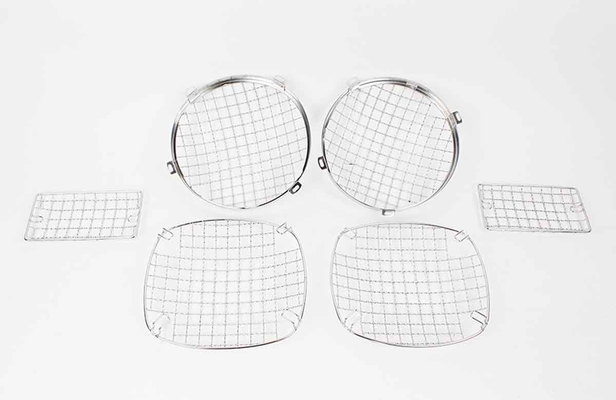 Kentrol 30488 Wire Mesh Light Guard Set 6 Piece for 1997-2006 Jeep Wrangler TJ LJ - Polished Silver