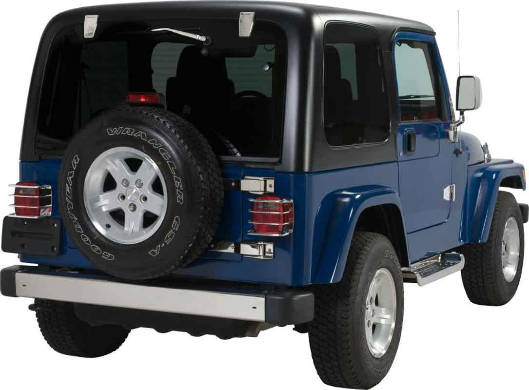 Kentrol 30497 Taillight Guards Pair for 1976-2006 Jeep CJ7 Wrangler YJ TJ LJ - Polished Silver