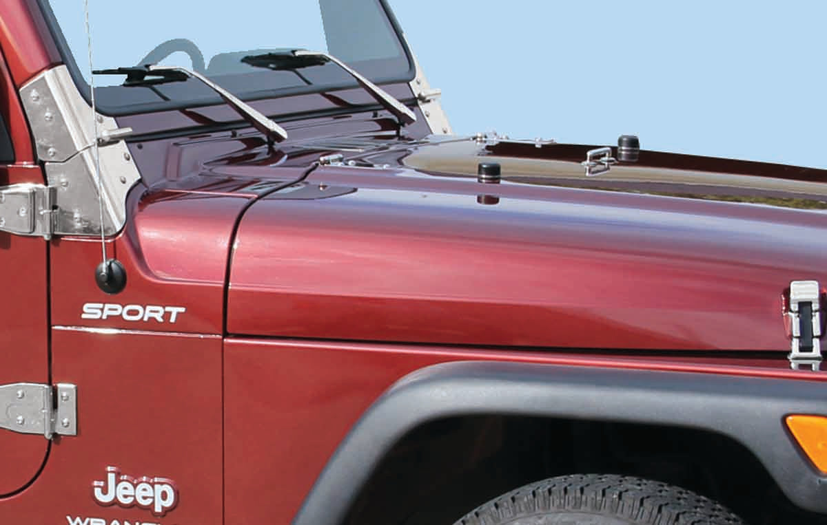 Kentrol 30503 Windshield Tie Down Kit for 1997-2018 Jeep Wrangler TJ LJ JK - Polished Silver