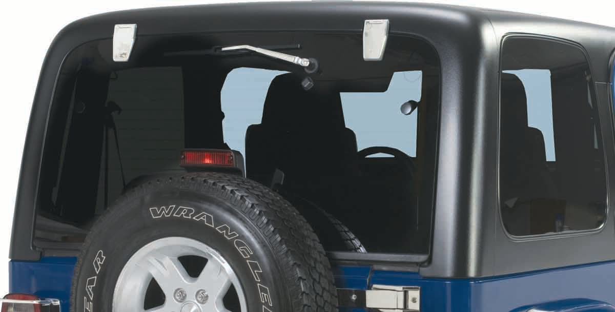 Kentrol 30516 Hardtop Liftgate Hinge Pair for 1987-2006 Jeep Wrangler YJ TJ LJ - Polished Silver