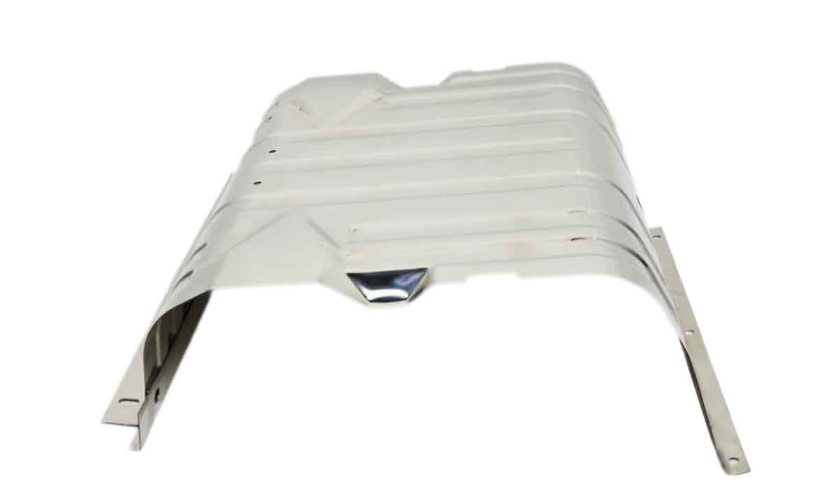 Kentrol 30539 Gas Tank Skid Plate with Strap for 1976-1990 Jeep CJ Wrangler YJ - Polished Silver