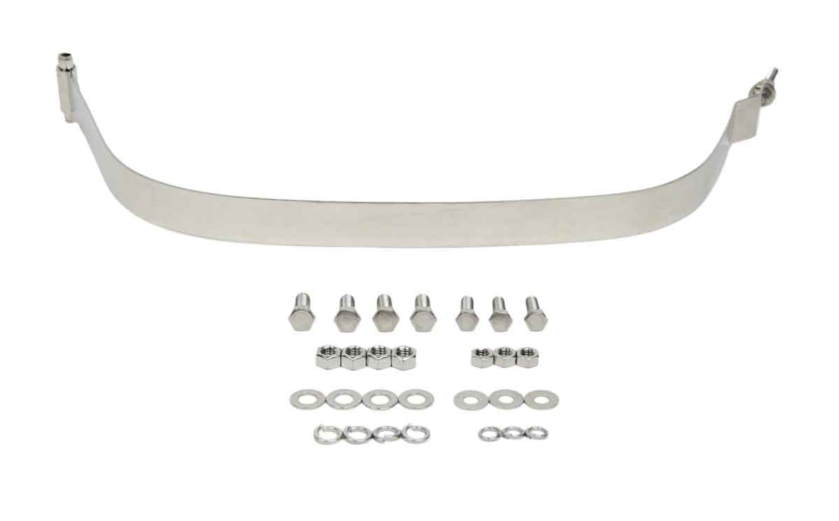 Kentrol 30539 Gas Tank Skid Plate with Strap for 1976-1990 Jeep CJ Wrangler YJ - Polished Silver