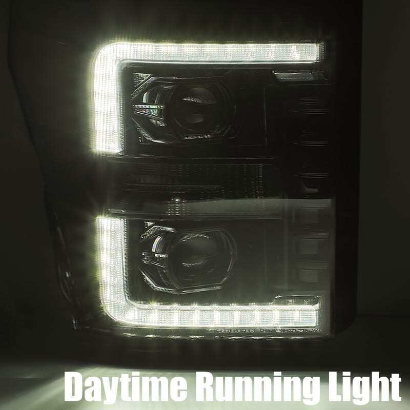 AlphaRex 880141 11-16 Ford F-250 SD PRO-Series Projector Headlights Plank Style Design Chrome w/Sequential Signal