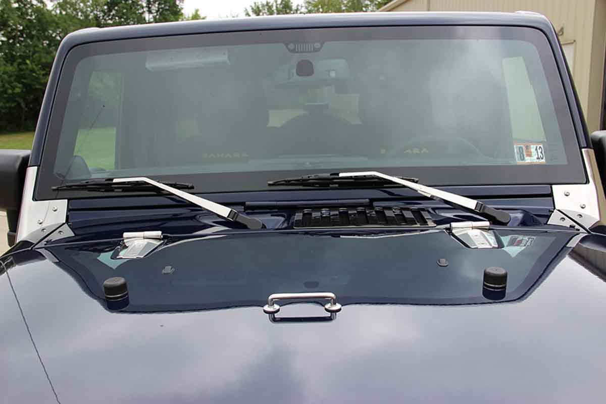 Kentrol 30572 Hood Hinge Pair for 2007-2018 Jeep Wrangler JK - Polished Silver