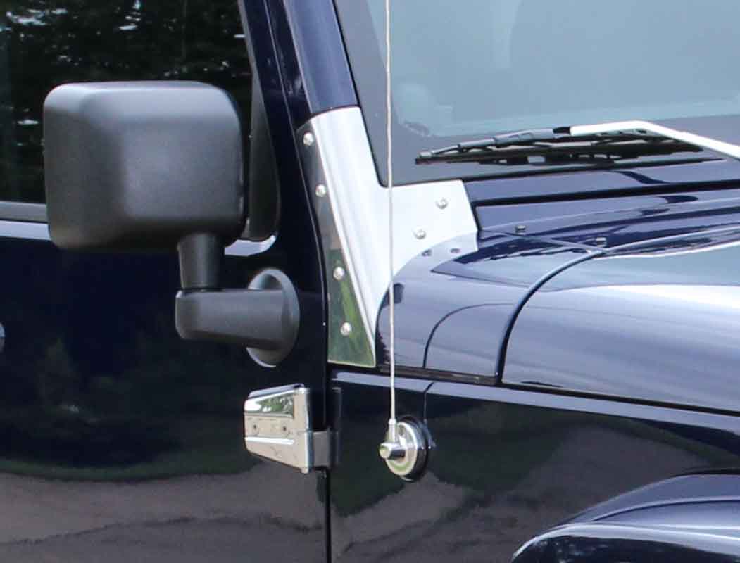 Kentrol 30574 Windshield Supports Pair for 2007-2018 Jeep Wrangler JK - Polished Silver