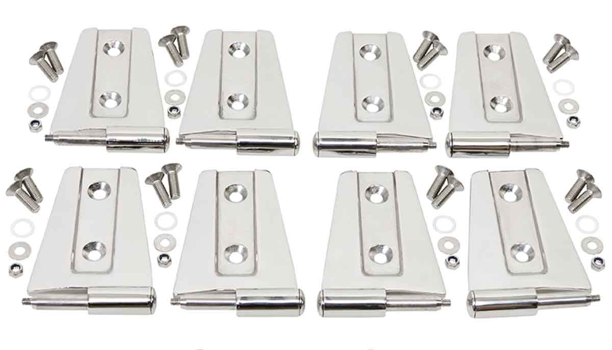 Kentrol 30576 Door Hinge Set 8 Piece for 2007-2018 Jeep Wrangler JKU 4-Door - Polished Silver