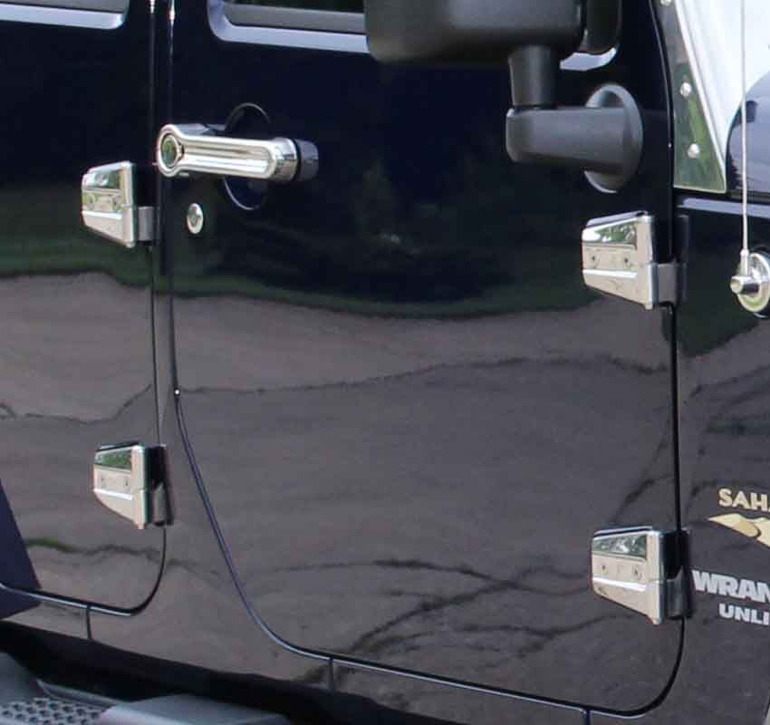 Kentrol 30576 Door Hinge Set 8 Piece for 2007-2018 Jeep Wrangler JKU 4-Door - Polished Silver