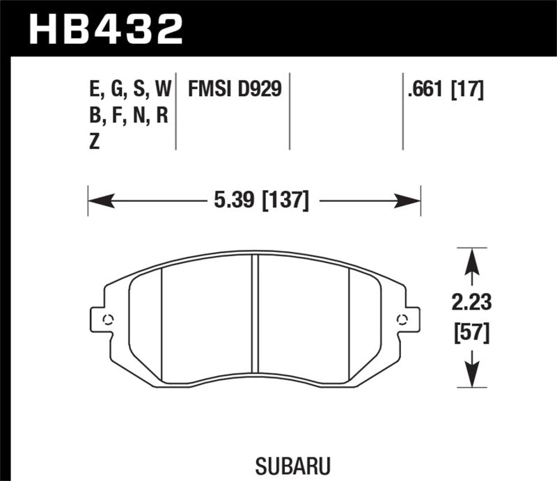 Hawk Performance HB432Z.661 Performance Ceramic Street Brake Pads