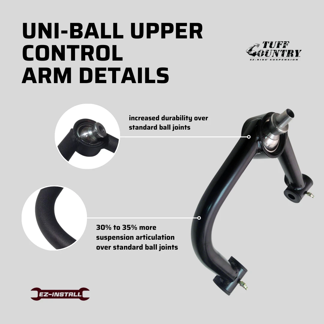 Tuff Country 30931 Uni-Ball Upper Arms with Bump Stop Bracket for 2009-2020 Dodge Ram 1500 4WD