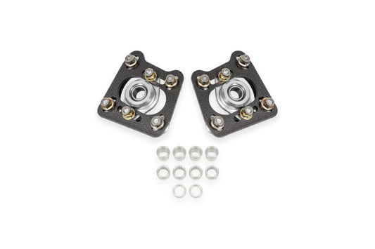 BMR 1994-2004 Ford Mustang Steel Caster Camber Plates - Black Hammertone