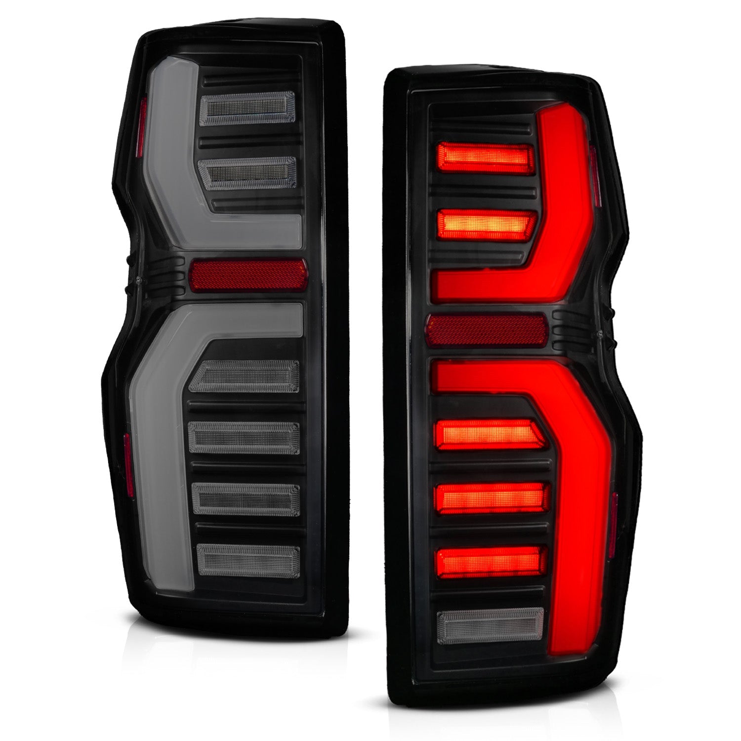 ANZO 23-26 Chevy Colorado Full LED Tail Lights Ignition Initiation / SeqSig Black - Pair