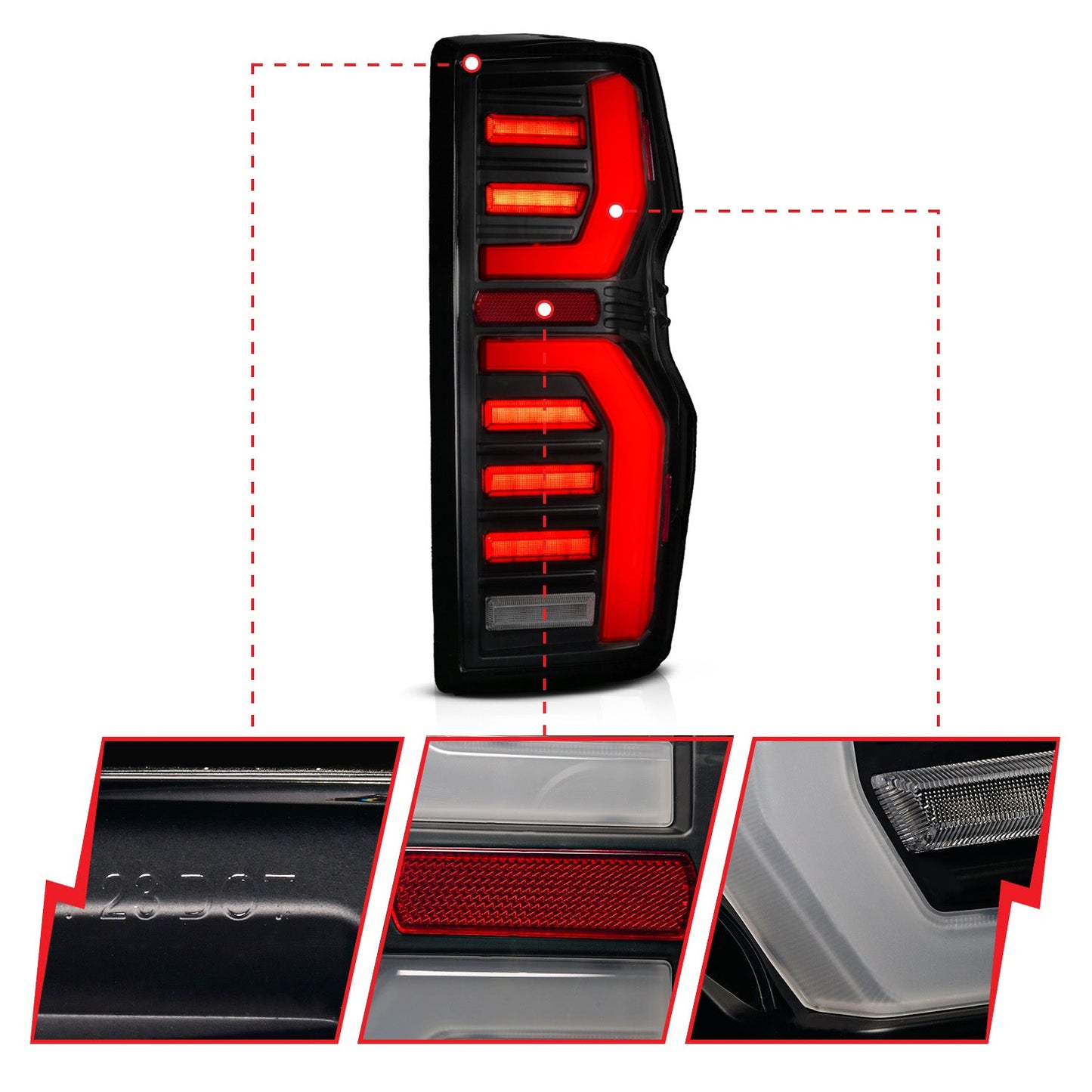 ANZO 23-26 Chevy Colorado Full LED Tail Lights Ignition Initiation / SeqSig Black - Pair