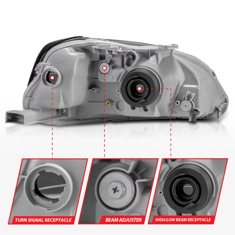 ANZO 1999-2000 Honda Civic Crystal Headlights